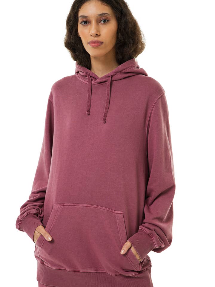 MAHA YOGI STONE HOODIE COFFEE YARN FRENCH TERRY - CHERRY for wholesale on Faire