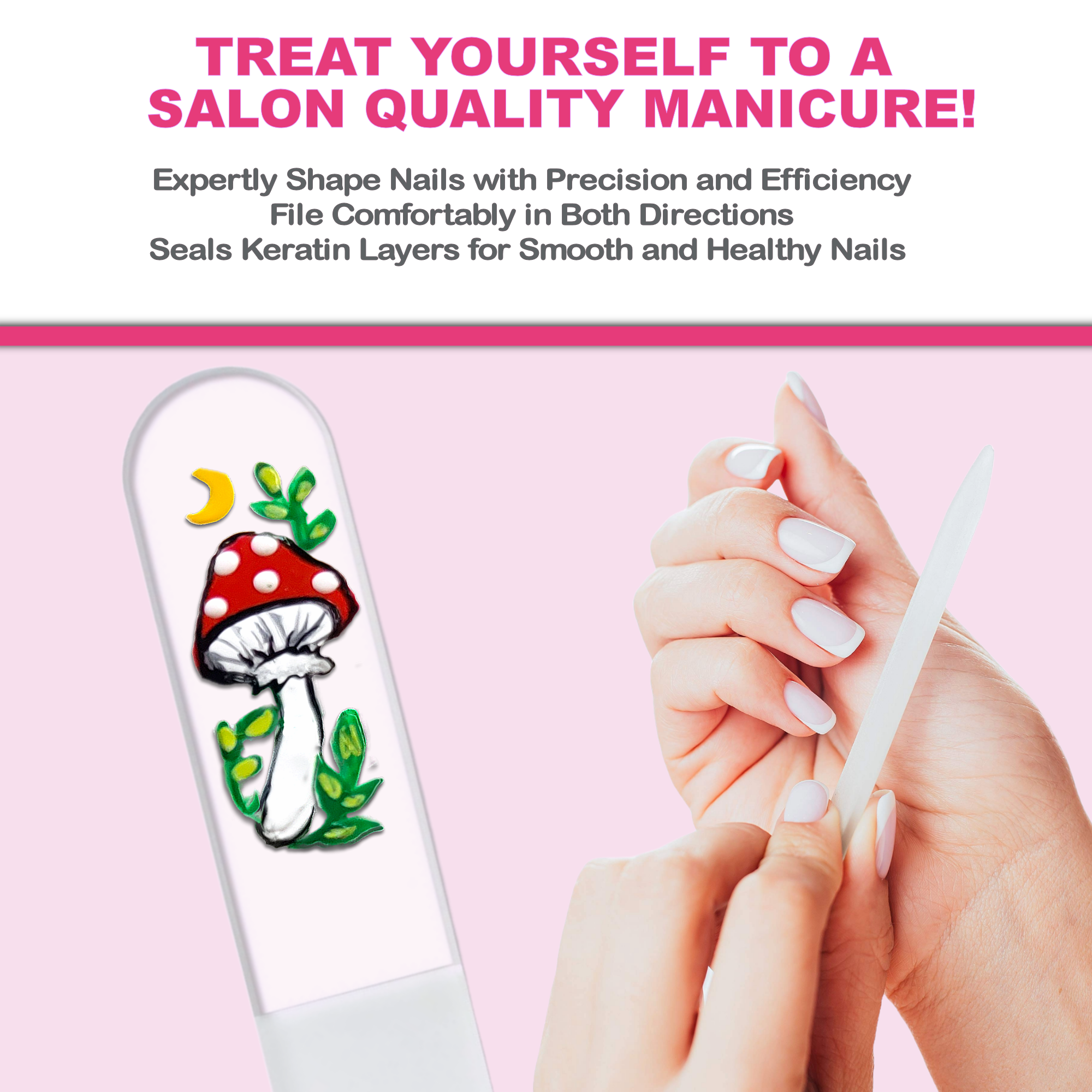 Classy Nail Files - Wholesale Nail File - Magic Mushroom Moon Hand Painted Czech Crystal Nail File3
