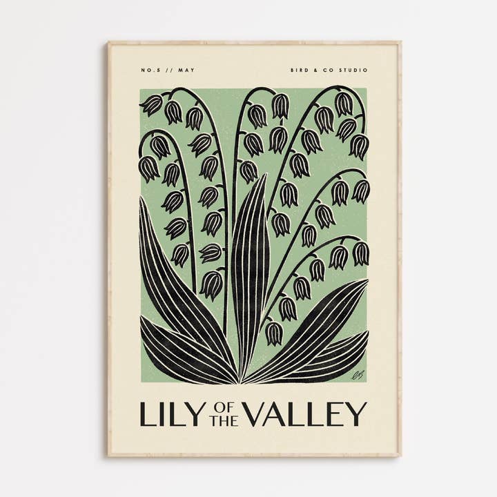 May Lily of the Valley | Impression artistique sur une fleur de naissance botanique pour la vente par Bird & Co Studio