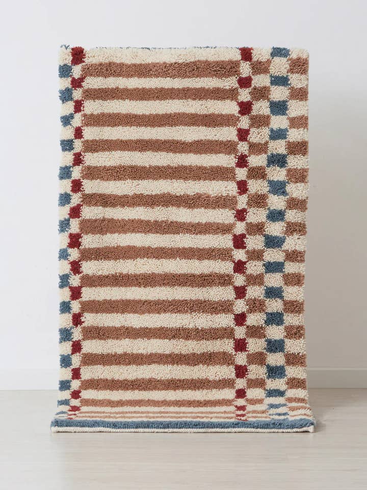 Striped Berber Moroccan Rug, Handwoven Wool Shag Rug for wholesale by BerberNest