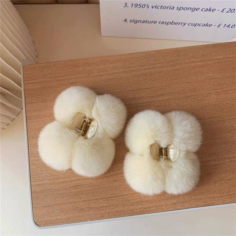 FurDecoration - Wholesale Hair Clip - Women's - Fluffy Rex Rabbit Fur Small Hair Claw Hair Clip7