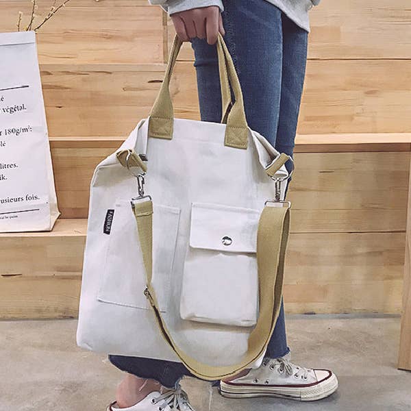 UZ Wholesale Store - Wholesale Tote Bag - Women's - 3 Colors With-pockets Canvas Handbag