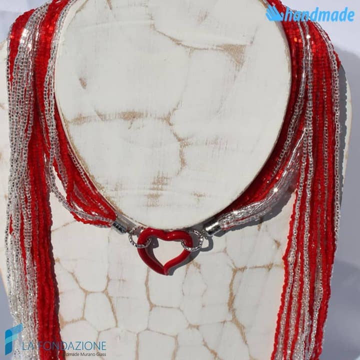 Conteria Heart Scarf Necklace in Murano glass for wholesale by La Fondazione - Handmade Murano Glass
