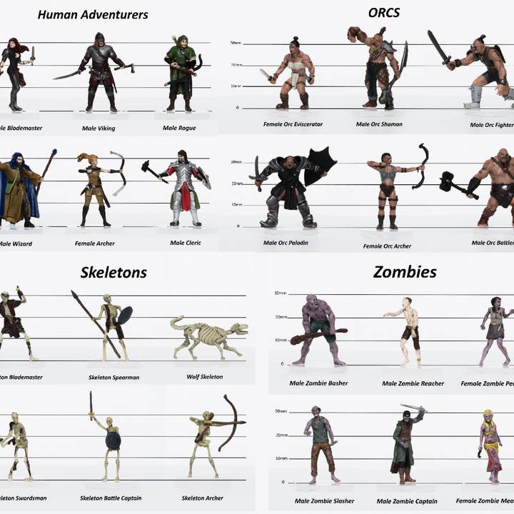 Role 4 Initiative – Großhandel Brettspiele – Verschiedene Figuren und Kreaturen, 28 mm große Minis aus Kunststoff, 10 Stück