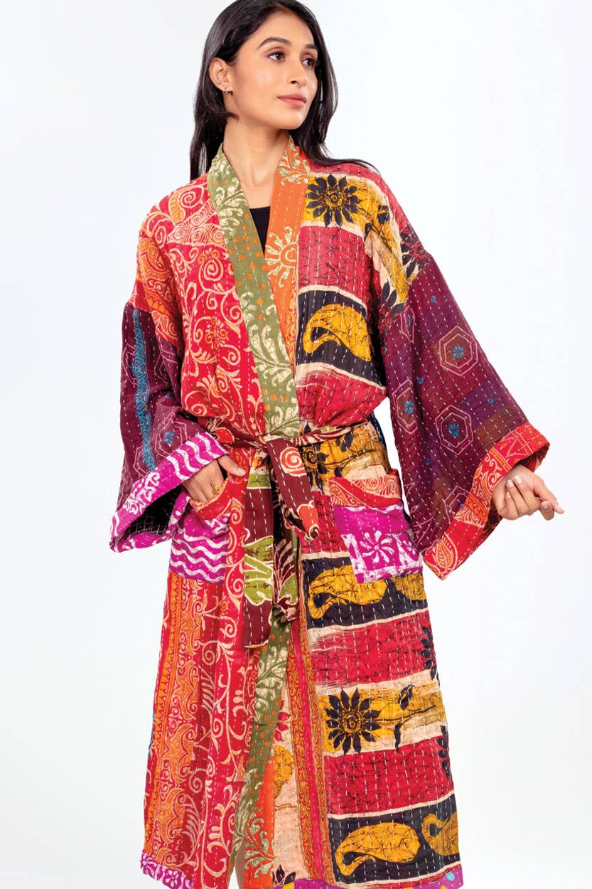 Sevya Handmade - Wholesale Robe - Women's - Kantha Kimono Robe3