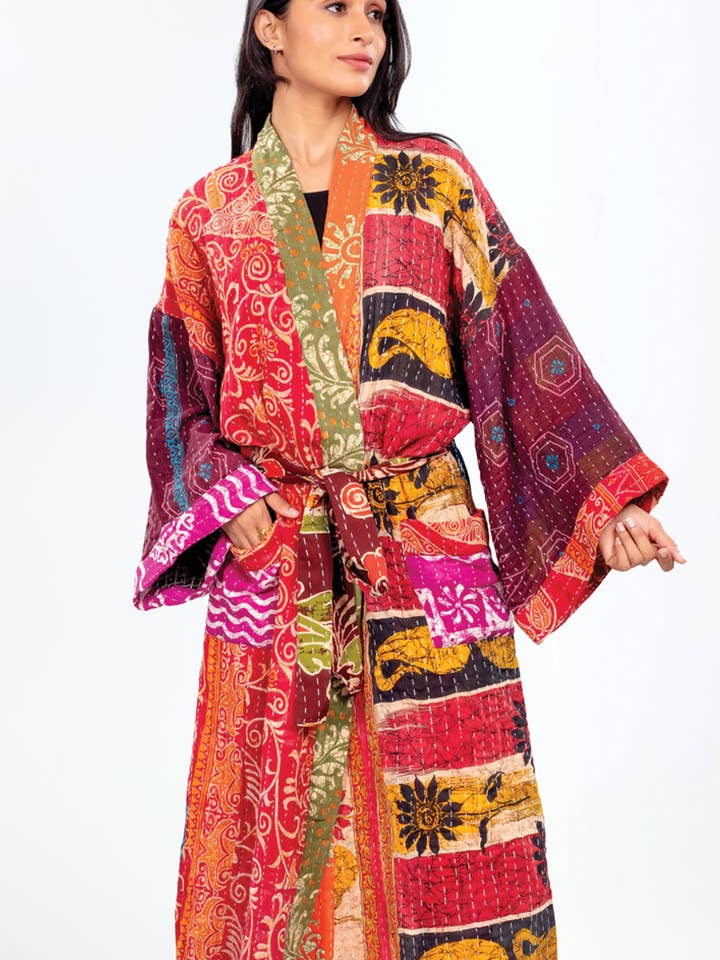 Sevya Handmade - Wholesale Robe - Women's - Kantha Kimono Robe3