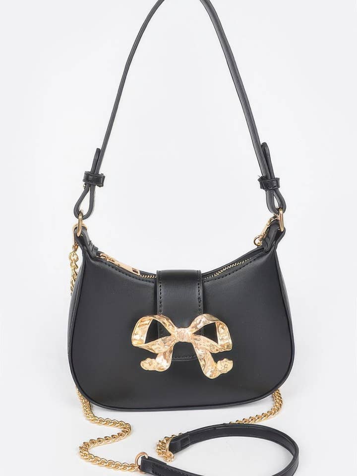 Bolso Hobo Pequeño de Cuero Vegano con Cinta Metálica para venta al por mayor de CC Wholesale Clothing