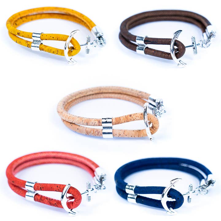 Meninas Bonitas Cork - Wholesale Woven/Braided Bracelet - 5MM round Colored cork thread Handmade Bracelet BR-301-MIX-5