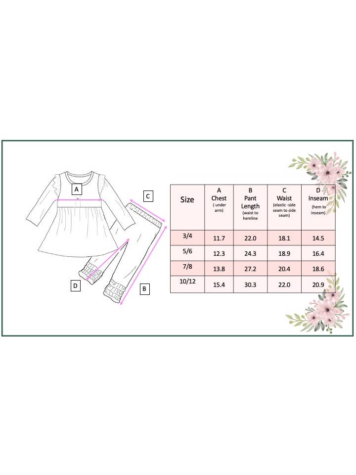 Adorable Sweetness - Wholesale Top & Leggings Set - Kids - Kids Sage Green Floral Tunic Top & Legging Pants Set