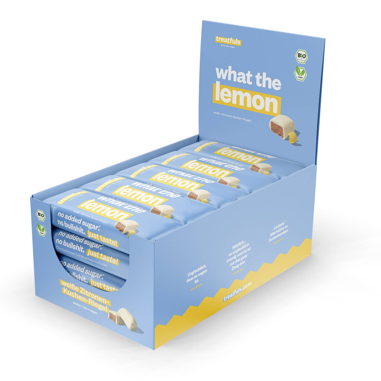 treatfuls – Doces cobertos de chocolate por atacado – Barra de bolo de limão com chocolate branco orgânica, vegana e sem glúten1