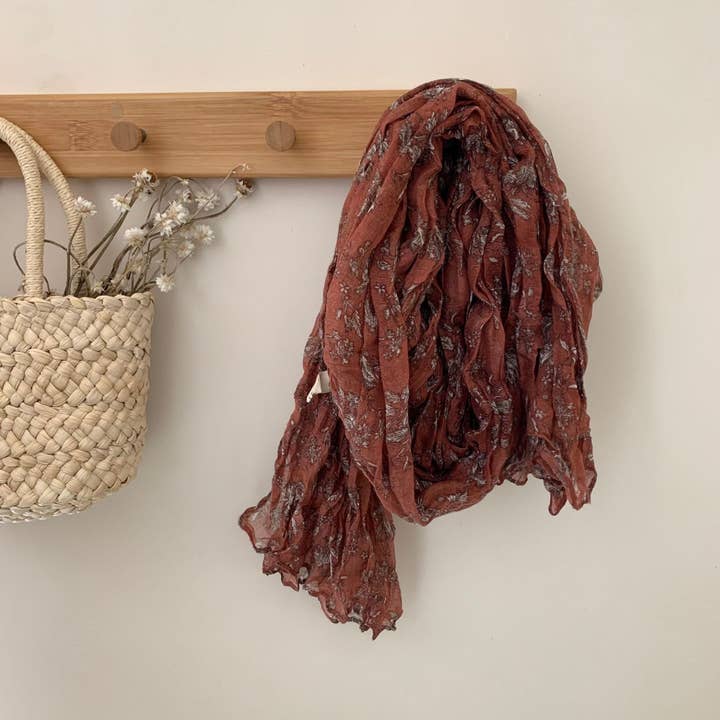 alberalkirk - Wholesale Scarf - Women's - Botanical Print Crinkle Scarf M5A209