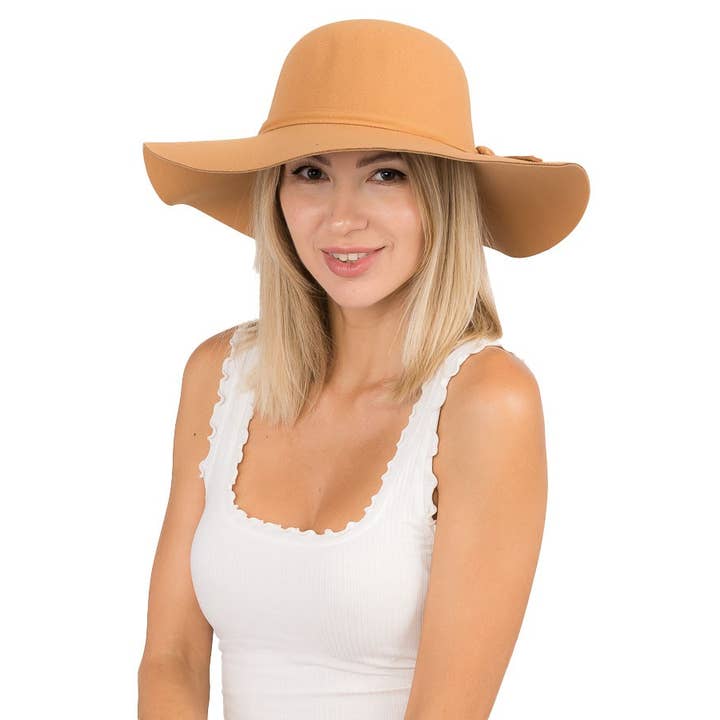 Cap Zone - Wholesale Fedora - Women's - Floppy Sun Hat with Bowknot Wide Brim Felt Hat16