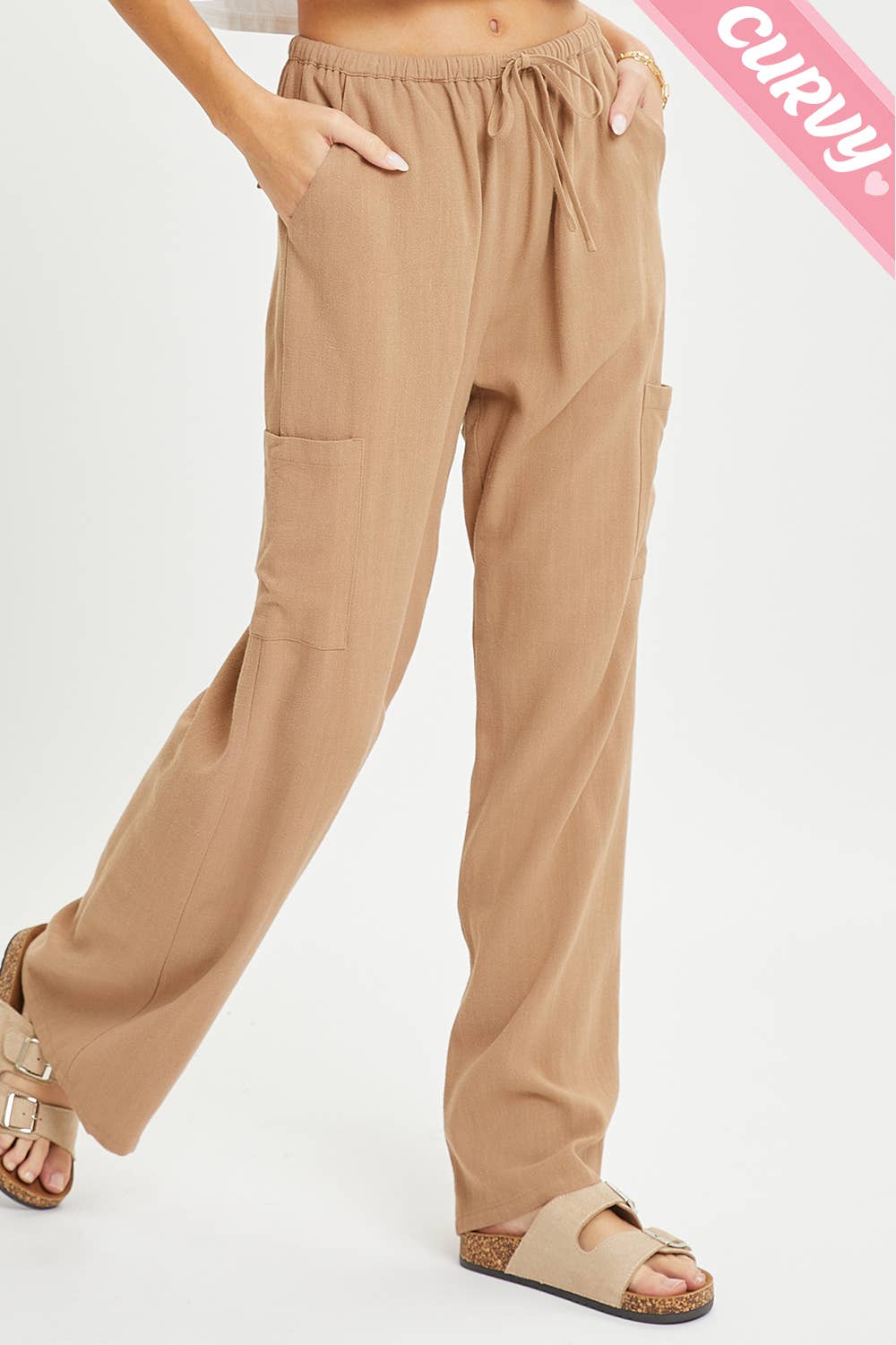 Sweet Lovely by Jen - Wholesale Pants - Women's - PLUS SIZE LINEN- BLEND PULL-ON-PANTS15