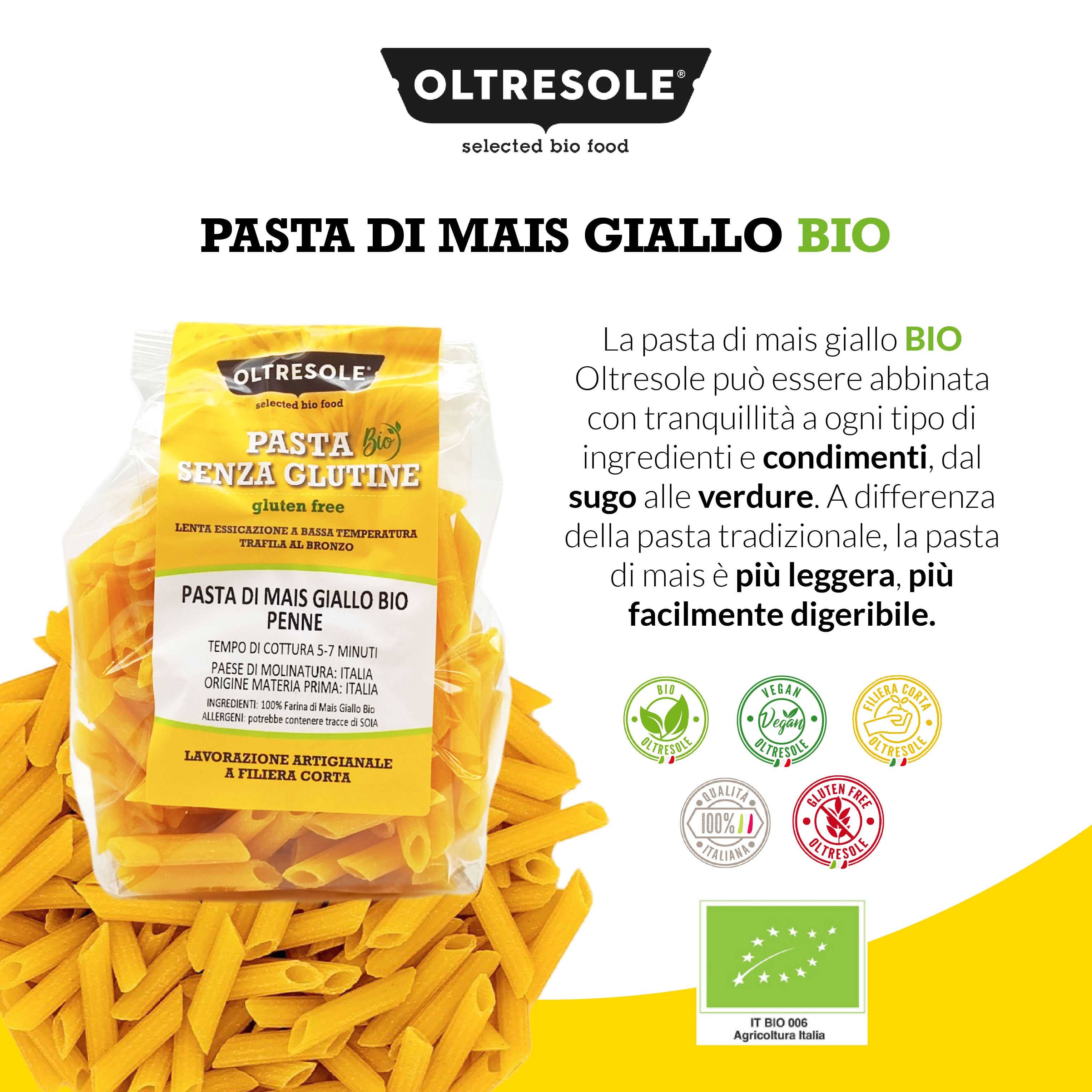 Oltresole - Wholesale Pasta - ORGANIC YELLOW CORN PASTA PENNE 350 g5