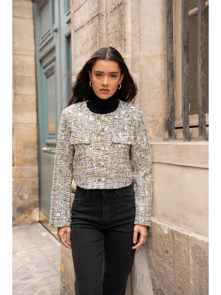 CHOKLATE PARIS - Wholesale Jacket – Women's - Jenny short sequin tweed jacket - CK08346-51