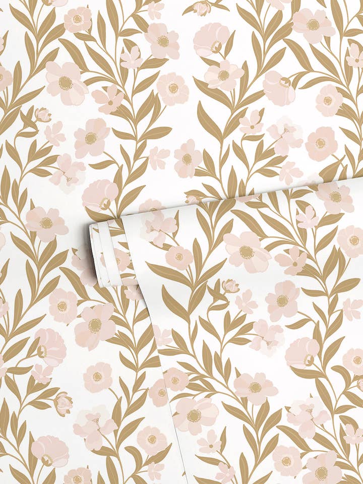 ELEONORE - Papier peint enfant - Guirlandes de fleurs (H0778) for wholesale by LILIPINSO