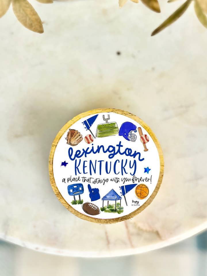 Lexington, KY Wood and Enamel Multi Sport Small Tray for wholesale by Happy By Rachel, LLC