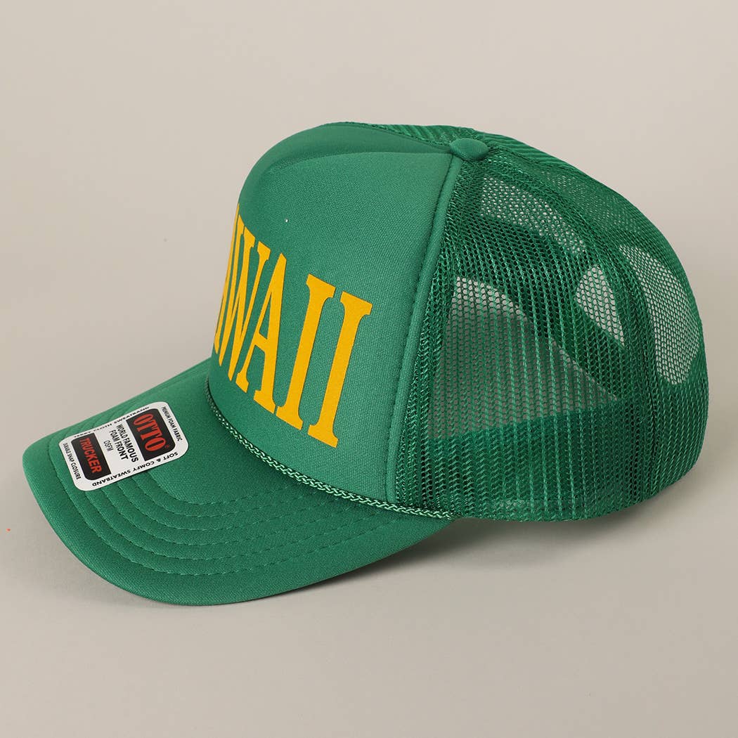 Fashion City - Wholesale Trucker Hat - Unisex - HAWAII Text Printed Mesh Back Foam Trucker Hat2
