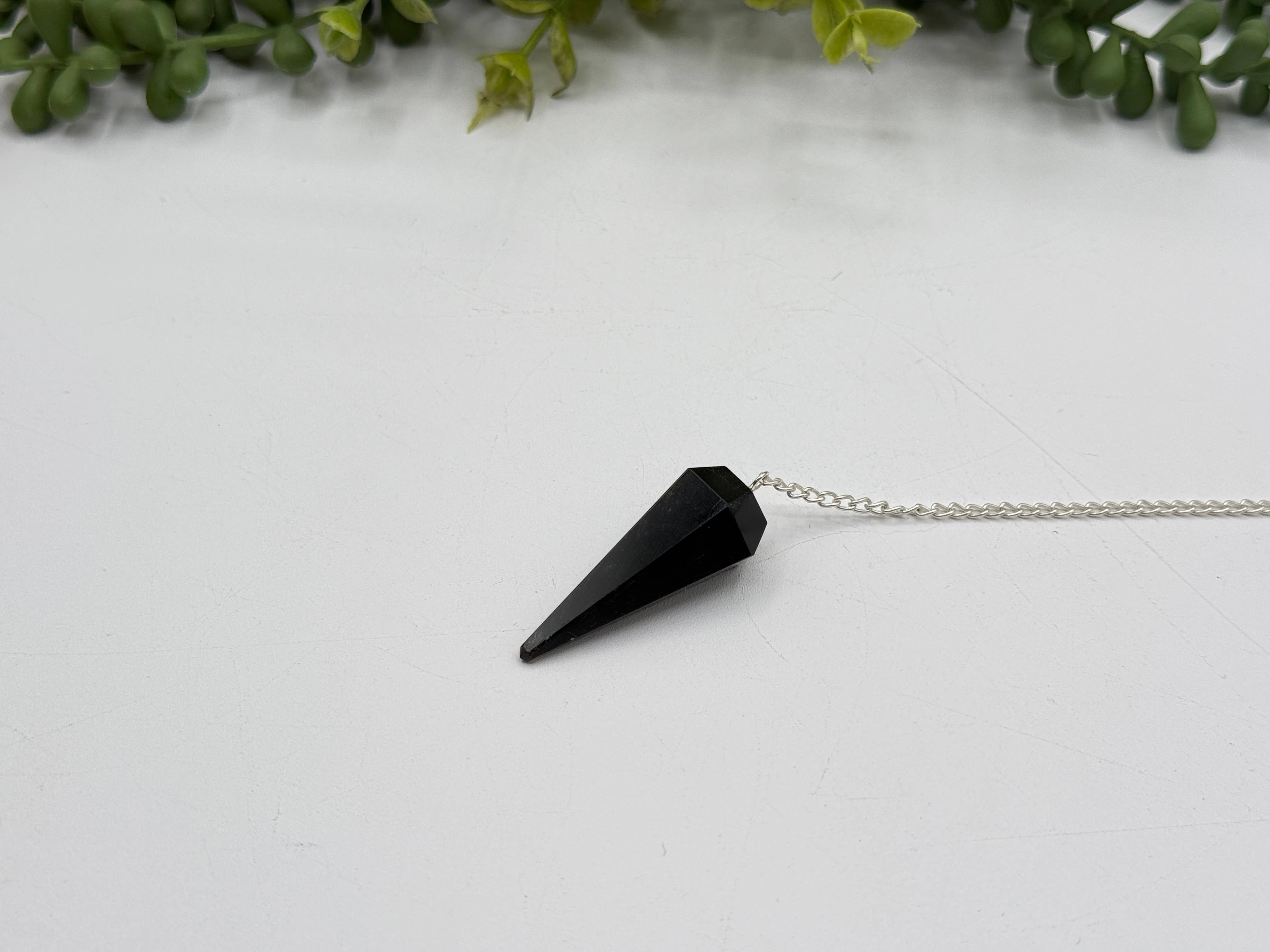 Meraki Gemstones - Wholesale Pendulum Board -  Black Obsidian Pendulum w/Silver Plated Chain 2