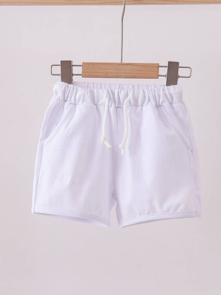 Premium White drawstring shorts for wholesale by Aspen Rain Boutique