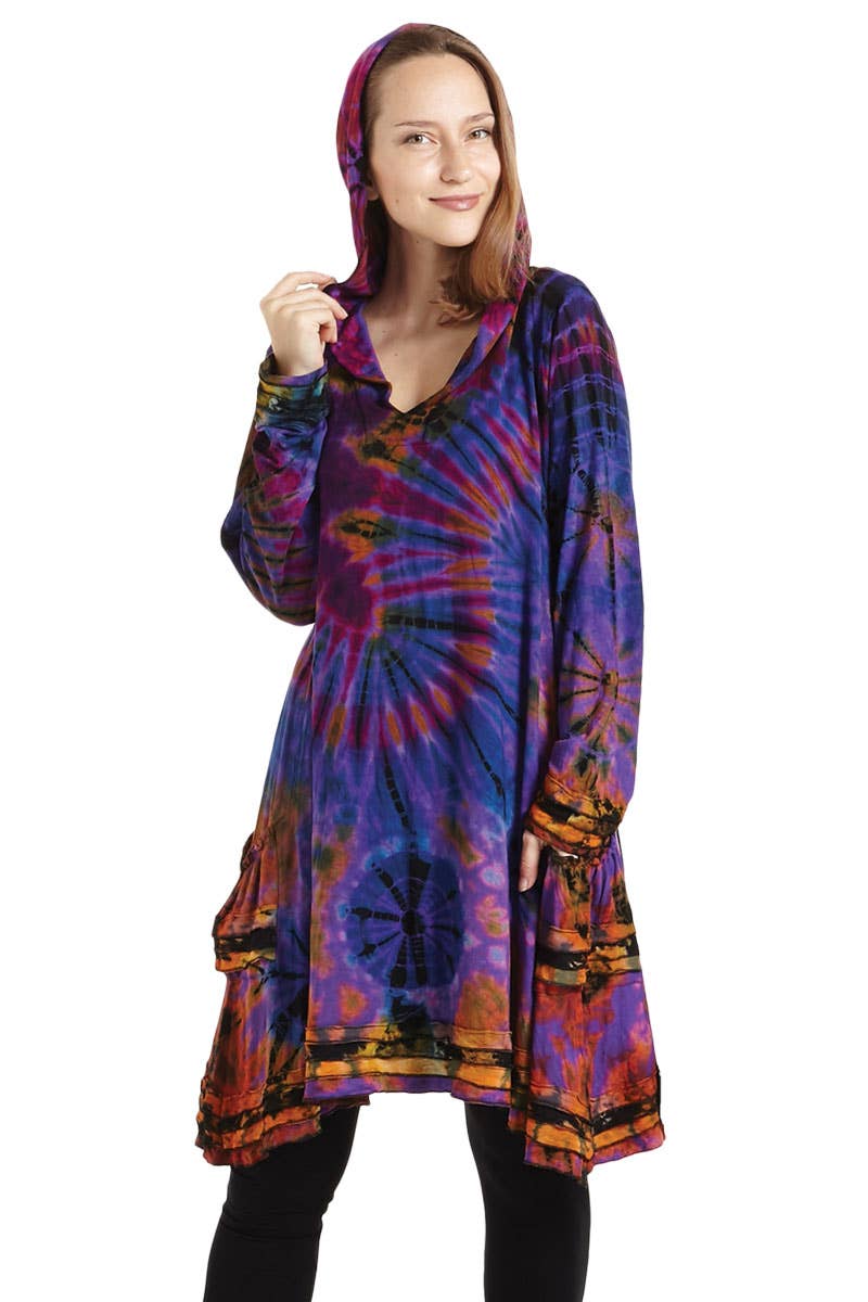 Kathmandu Imports - Wholesale Tunic - Women's - Long-sleeve tie-dye tunic/ dress (TH-1168)