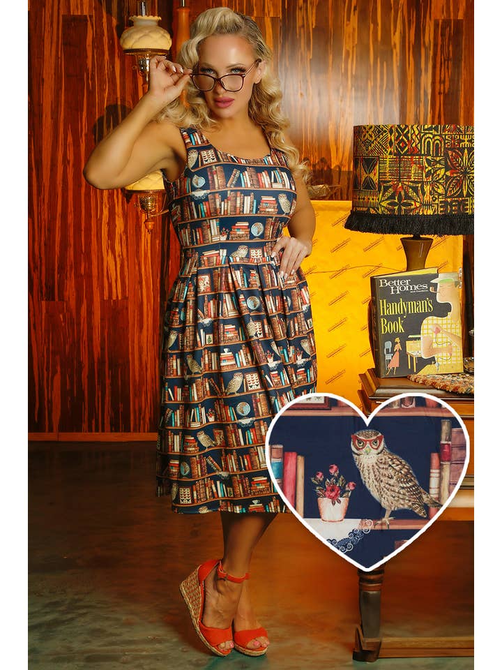Dolly & Dotty - Wholesale Dress - Women's - Amanda Library Book & Owl Swing Dress