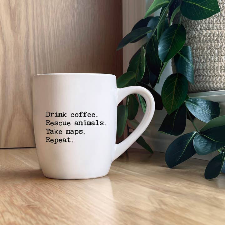 Second Nature by Hand - Wholesale Coffee Mug - Drink coffee. Rescue animals. Take naps. Repeat.