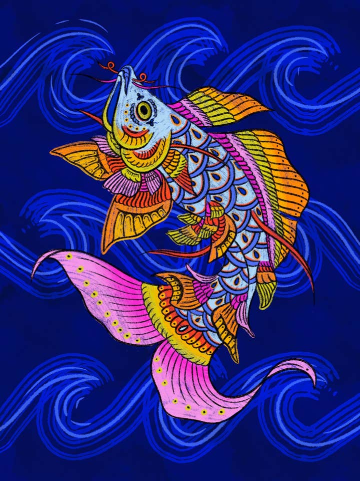 Kunstdruck „Good Fortune Fish“, 20,3 x 25,4 cm. für den Großhandel von liadelyonart