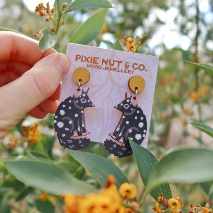 Pixie Nut & Co. - Wholesale Dangle Earrings - Eastern Quoll Australian Animal Earrings1