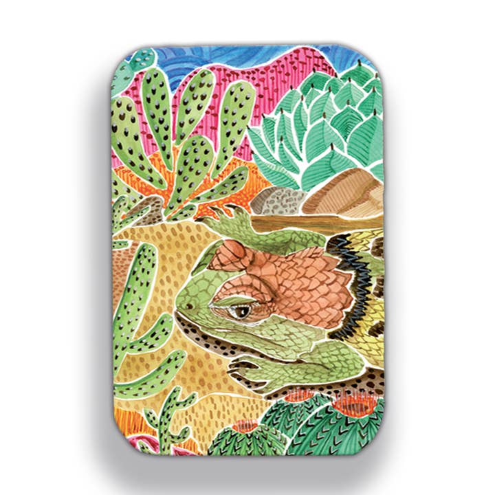 Lizard Desert Scene Wood Magnet for wholesale by Mary M Spencer Design