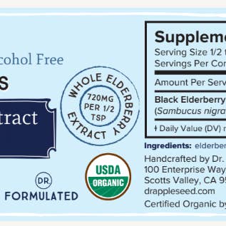 Dr. Appleseed's Organic Elderberry Botanical Supplements – wholesale Oral supplement/vitamin – Organic Elderberry Extract Unsweetened - 2.0 FL OZ3