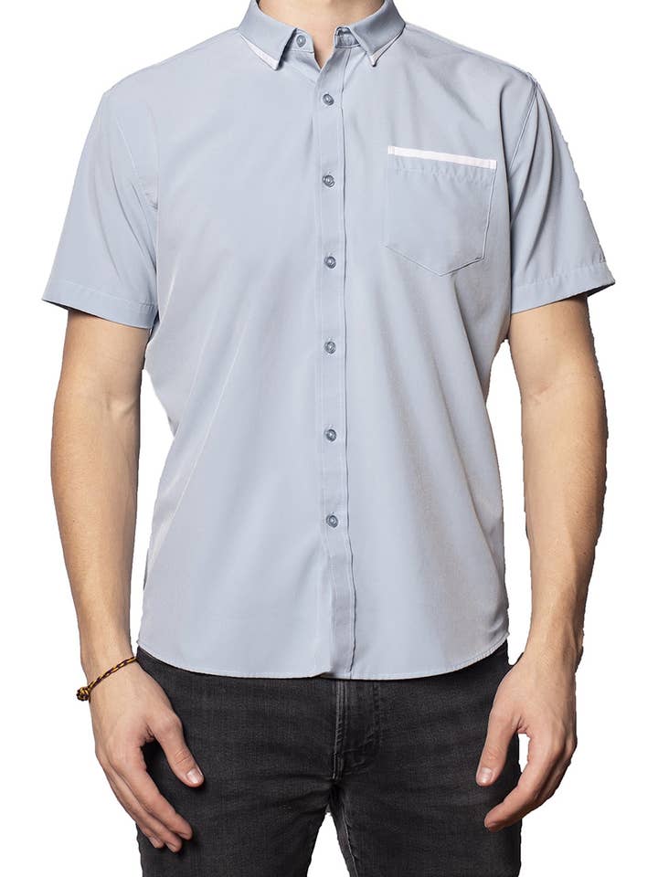 Kortærmet „Edge“ knap-up for engroshandel hos SpearPoint Apparel