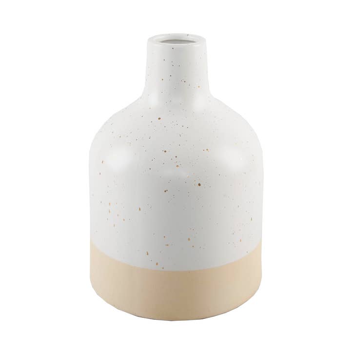 Two-Tone Speckled Ceramic Vase, 11 Inch Decorative Accent for wholesale by Flora Bunda Inc