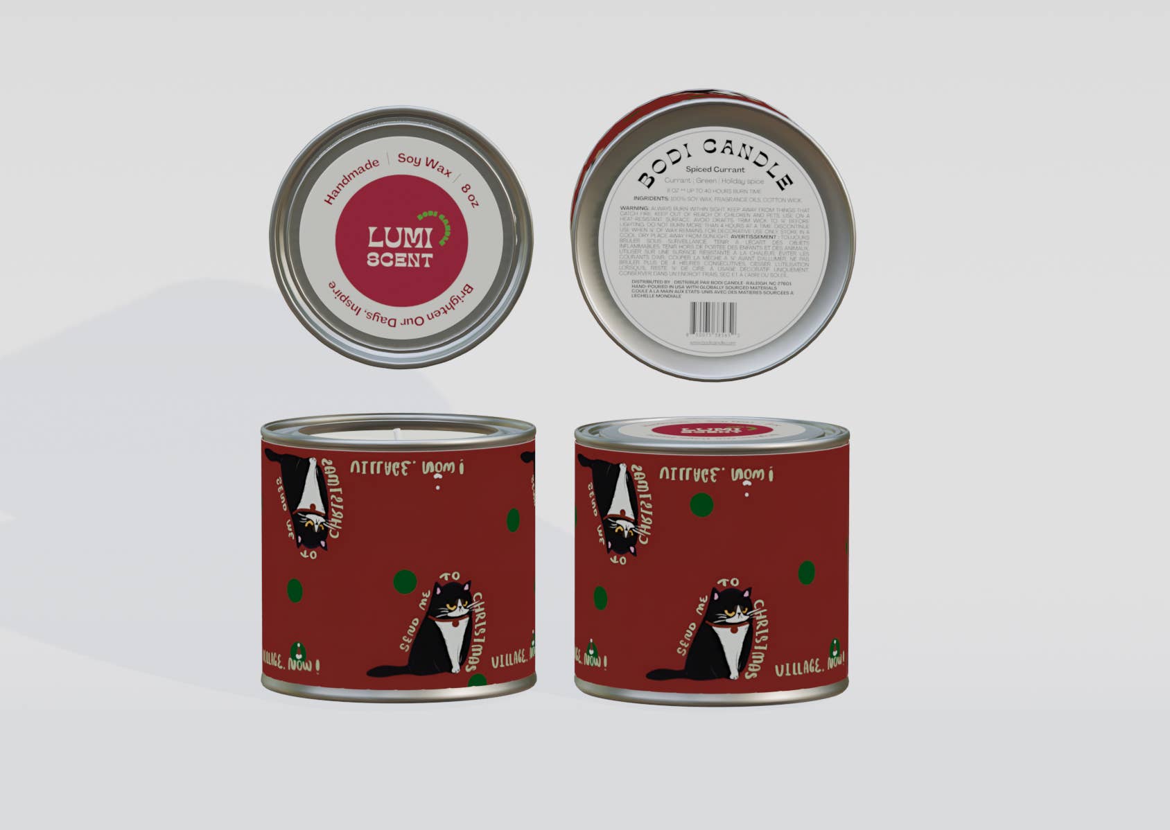 Bodi Candle - Wholesale Jar/Filled Candle - Holiday | Tin Jar Soy Wax | Grumpy Christmas