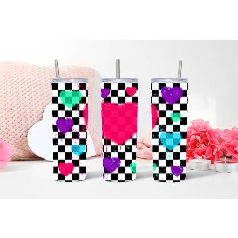 90s Heart Valentine Tumbler for wholesale by Easy Teesy Shirts