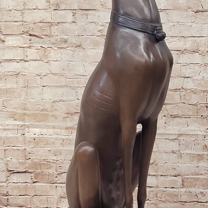 Bronzhaus – Großhandel Skulptur – Lebensgroße Bronzestatue eines Windhundes Saluki Schlanker Hund von J. Moigniez