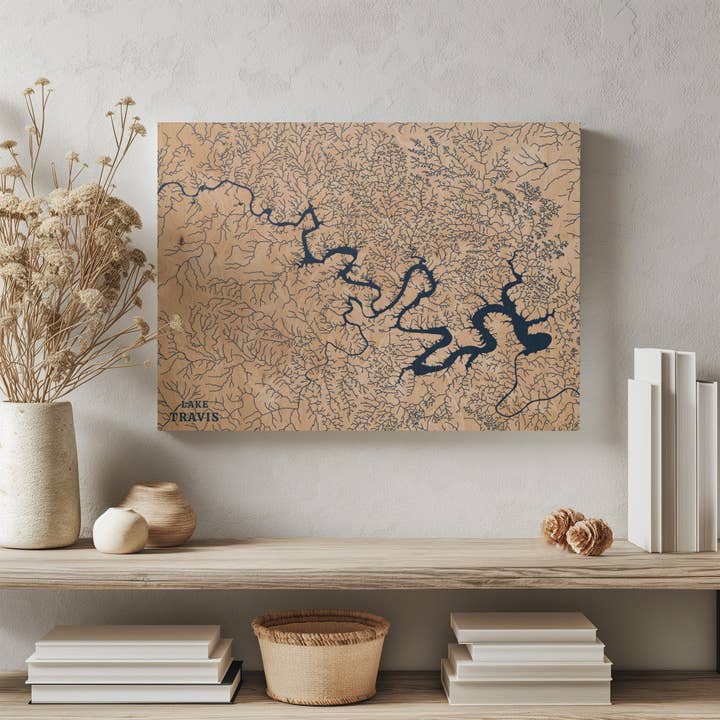 Carte personnalisée du lac Travis Texas pour la vente par Benoit's Design Co.
