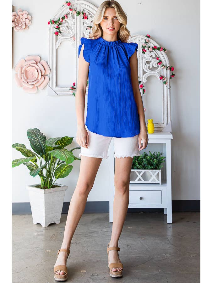 7th Ray - Vendita all'ingrosso Camicetta - Donna - Blusa da donna in cotone con collo arricciato T51043