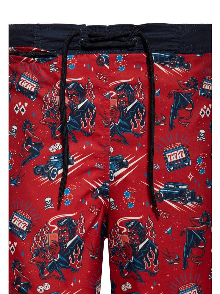 rouge Short de bain «Rockabilly Devil» en vente sur Faire