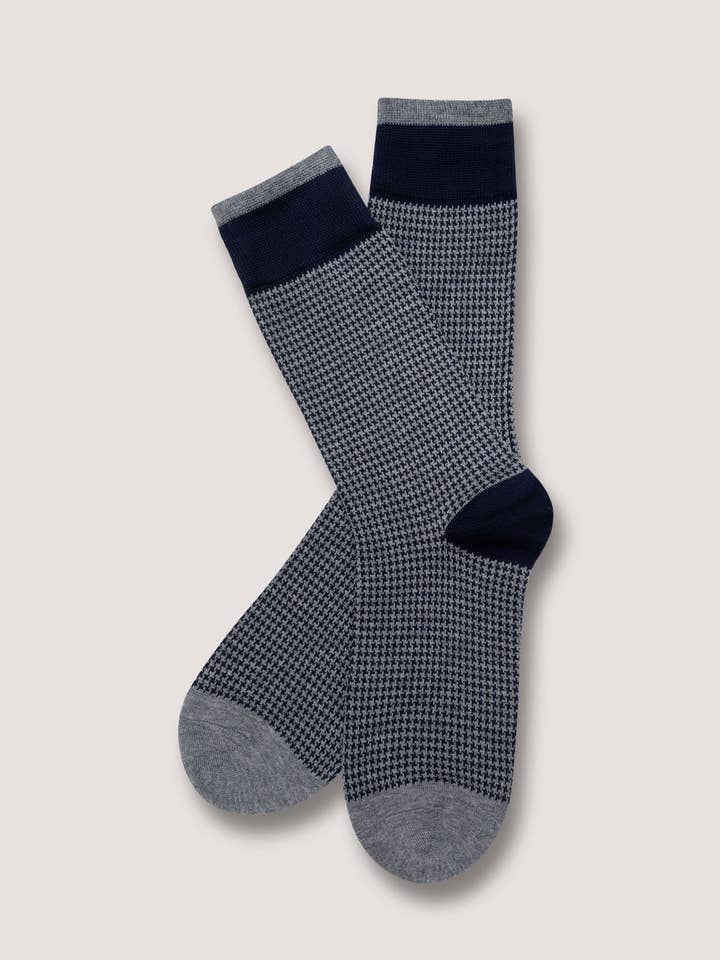 Brian Oak Limited - Venta al por mayor Calcetines - Hombre - Calcetines de algodón con patrón de pata de gallo gris