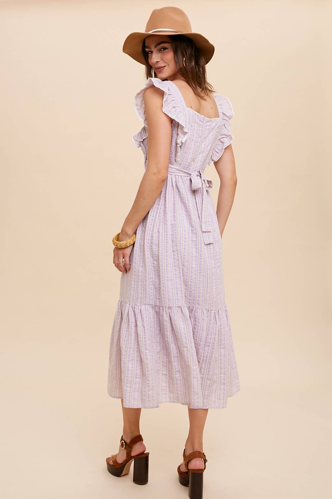 In Loom - Vente Robe – femme - Robe midi à bretelles rayée en coton8