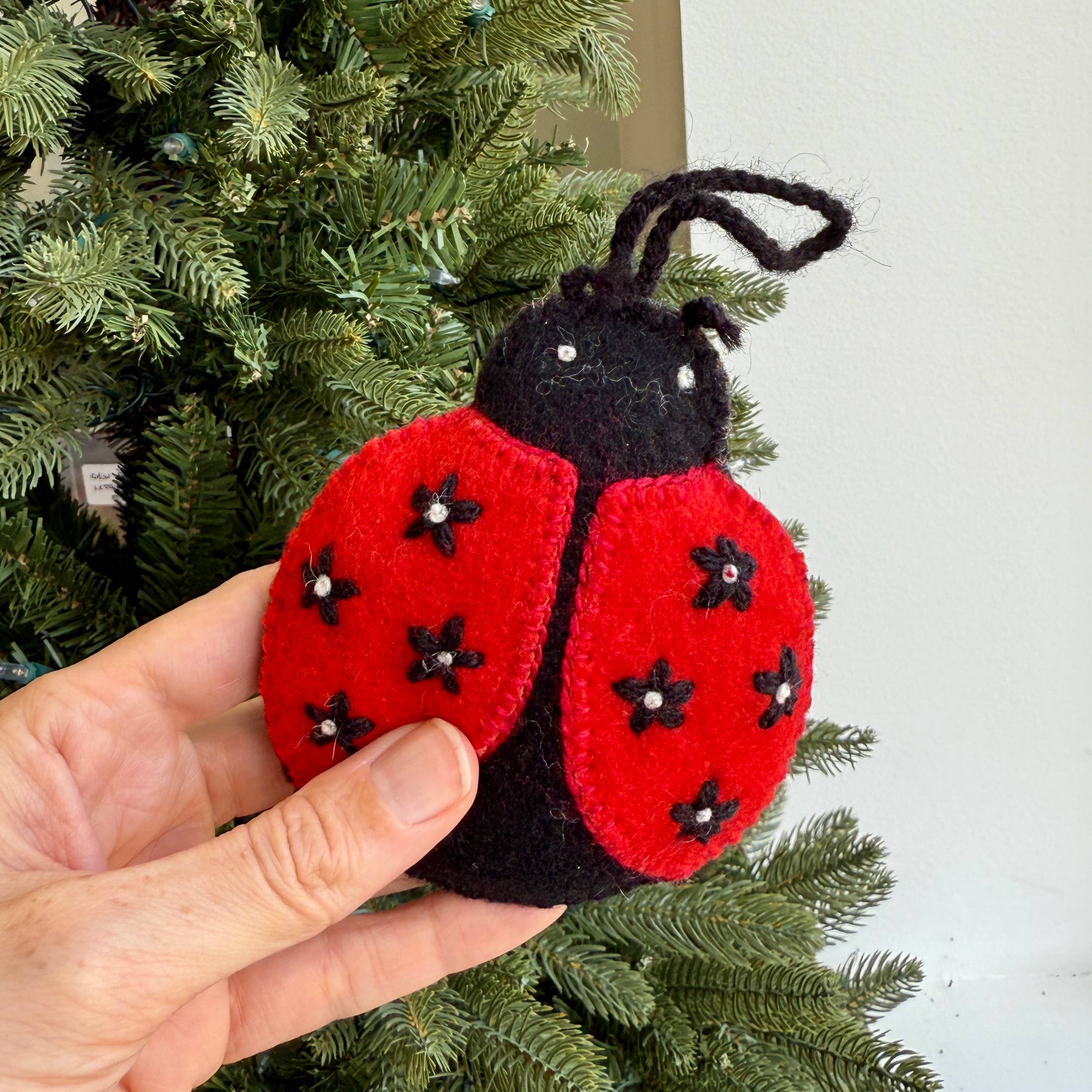 Ornaments 4 Orphans - Wholesale Ornament - Ladybug Embroidered Wool Christmas Ornament1