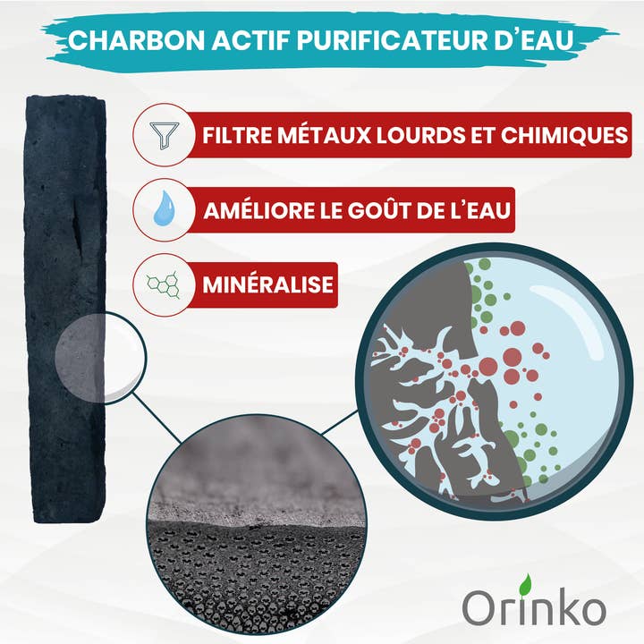 Orinko – wholesale Vattenfilter – 9+1 GRATIS: Franskt aktivt kol x3 - Binchotan