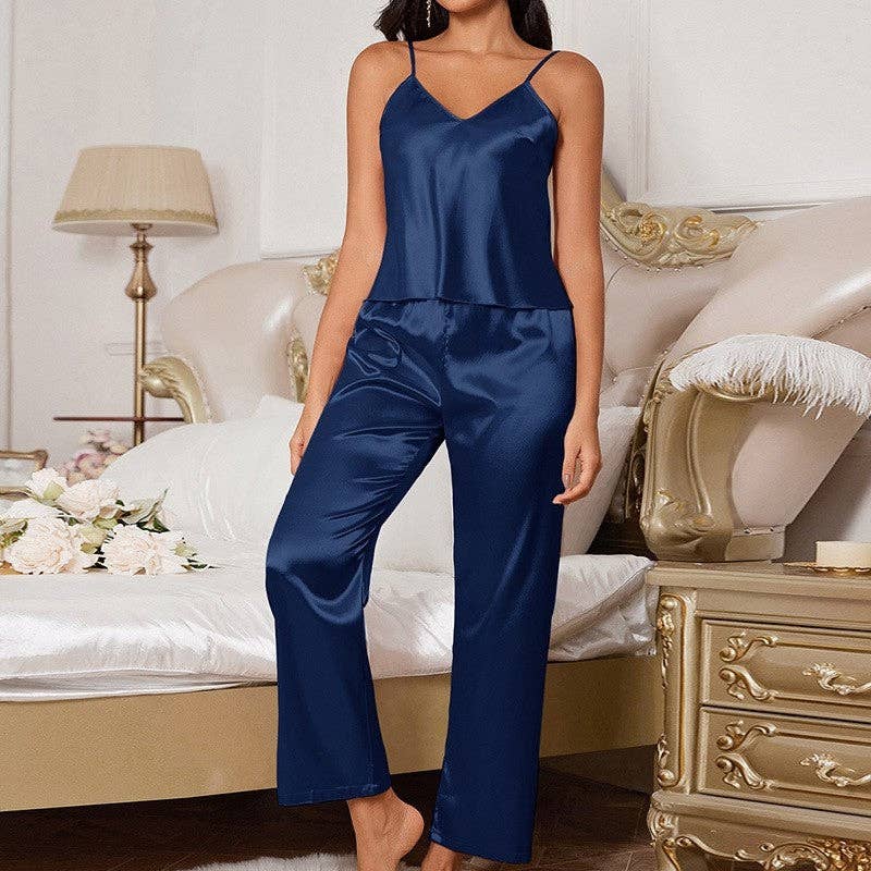UZ Wholesale Store - Vente Haut et bas de pyjama – femme - Ensemble de pyjama à camisole et pantalon long en satin2