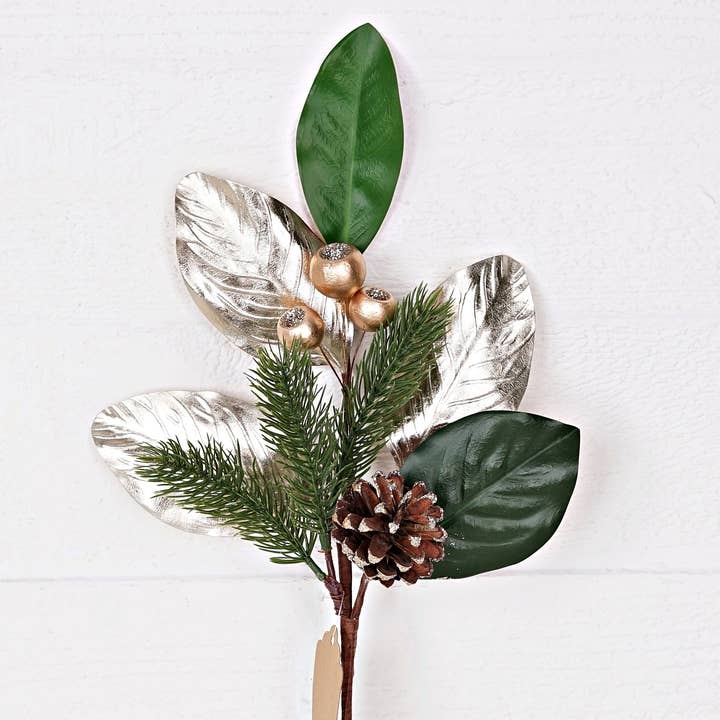 30712- 20in Spray-Jumbo Pinecones w. Champagn Green Magnolia for wholesale by Holiday Depot Inc.
