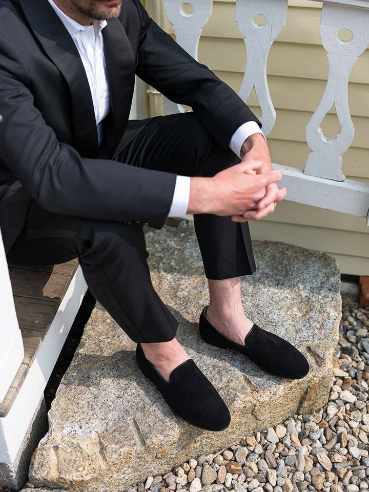 Artemis Design Co. – Großhandel Loafer – Herren – Herren-Mokassins aus Veloursleder, Tiefschwarz1