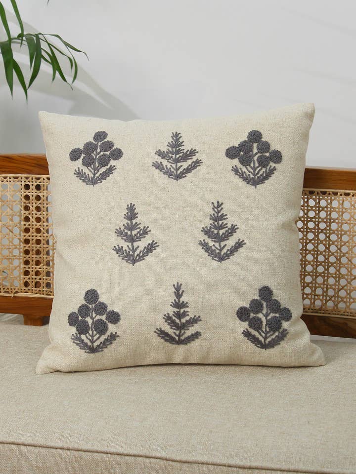 Handbestickter 18x18 Leinenkissenbezug für Feiertagsdekoration für den Großhandel von Eyda Homes