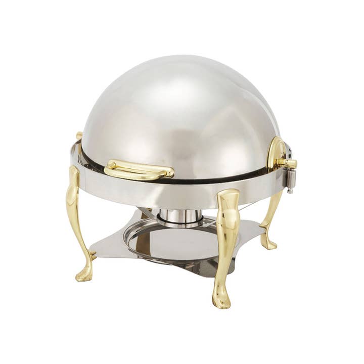 EcoQuality - Wholesale Cooking Pot - 6qt Round Stainless Steel Chafer with Gold Accent
