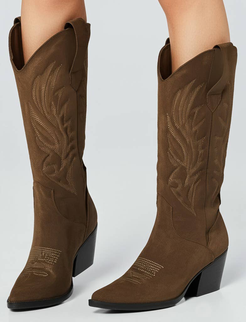 WALKING NOW SRL - Vendita all'ingrosso Stivali da cowboy - Donna - Tex Stivali Texani donna in camoscio con ricami 2