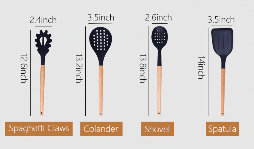 Homerely (We Cover All Import Duties) - Wholesale Kitchen Utensil Set - White / Black Silicone Kitchen Utensils Set9